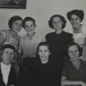 (clockwise from left) Mrika, Celestina, Gjon, Bardha, Kristina, Marta, Marta